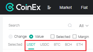 جفت ارزهایی که کوینکس پشتیبانی می کند
