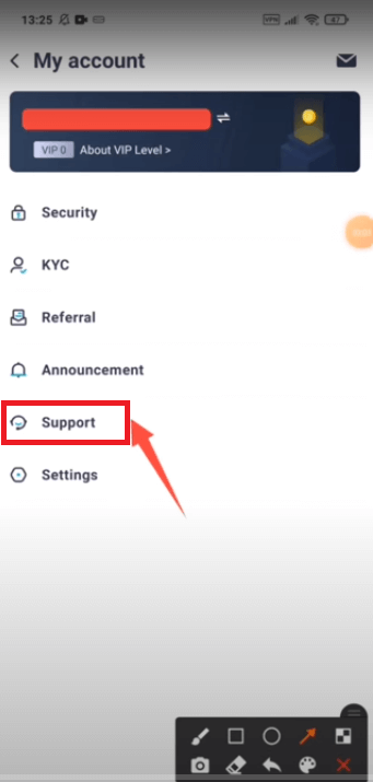 ثبت تیکت پشتیبانی کوینکس با گوشی